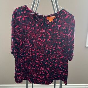 Joe fresh multi coloured blouse with zipper detail on back.